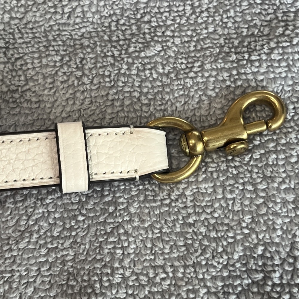 Coach Pebbled Leather Ivory Crème Adjustable Crossbody Strap Solid Brass - Picture 4 of 6